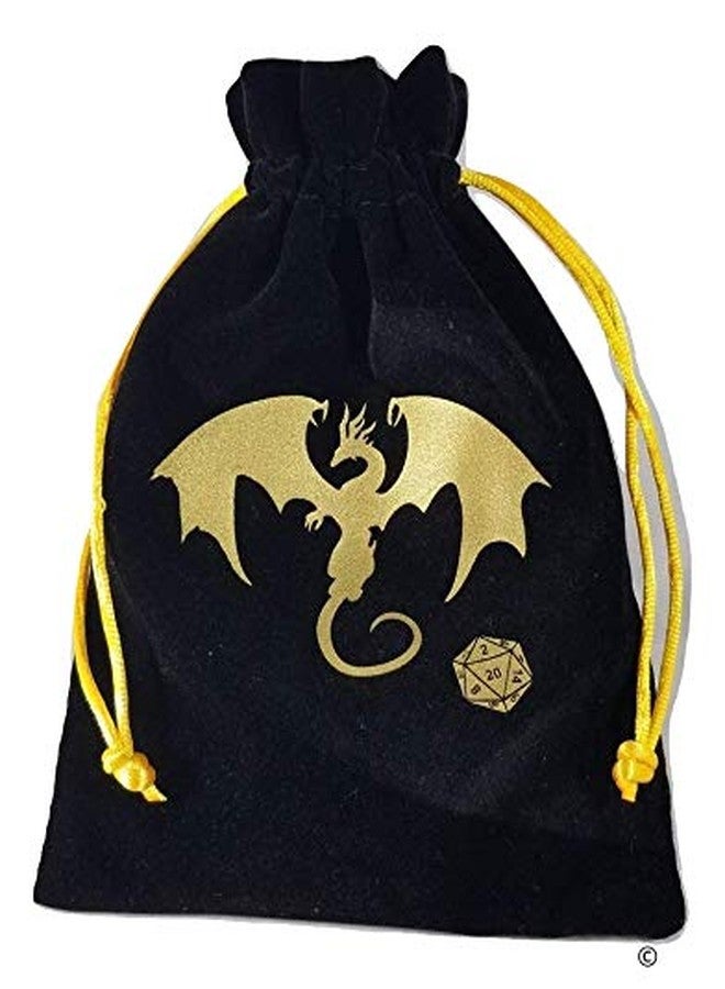 BD INNOVATION ELECTRONICS Black Dragon Velvet Drawstring Dice Bag with Gold Satin Interior - Image 1